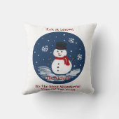 ハンド絵を描雪だるまのPERSONALIZEメッセージ クッション (裏面)