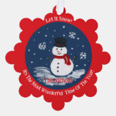 ハンド絵を描雪だるまREDパーソナライズ オーナメントカード (正面)