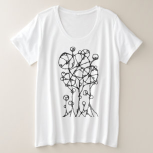 ハンド絵画- 抽象芸術ツリーグループ1 プラスサイズTシャツ