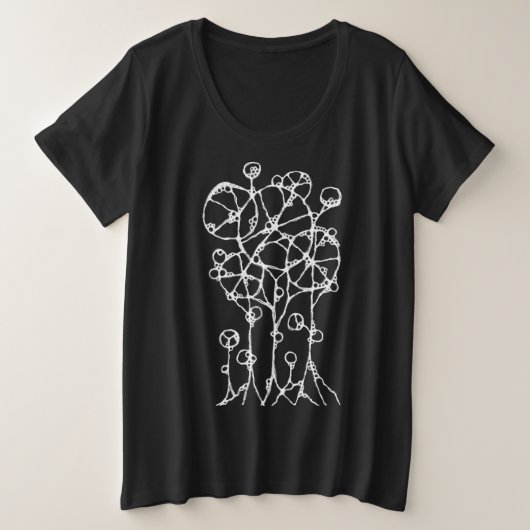 ハンド絵画- 抽象芸術ツリーグループ2 プラスサイズTシャツ (デザイン正面)