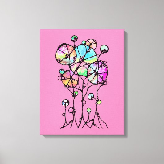 ハンド絵画- 抽象芸術ツリーグループ3 キャンバスプリント (正面)