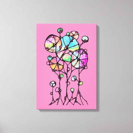 ハンド絵画- 抽象芸術ツリーグループ3 キャンバスプリント (正面)