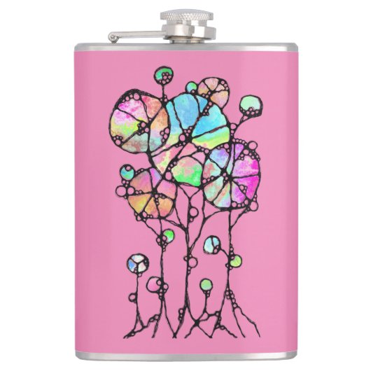 ハンド絵画- 抽象芸術ツリーグループ3 フラスク (正面)