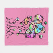 ハンド絵画- 抽象芸術ツリーグループ3 フリースブランケット (正面(横))