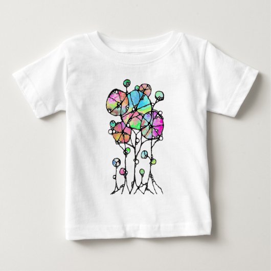 ハンド絵画- 抽象芸術ツリーグループ3 ベビーTシャツ (正面)