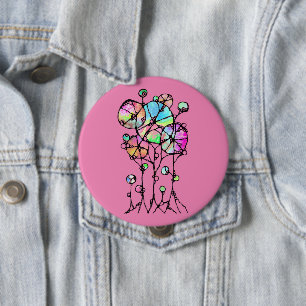 ハンド絵画- 抽象芸術ツリーグループ3 缶バッジ