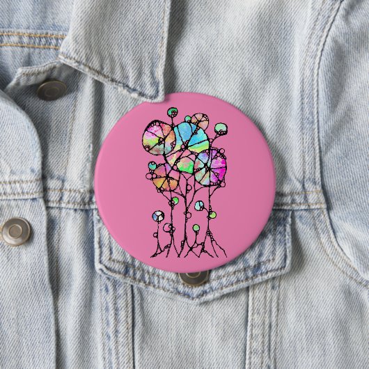 ハンド絵画- 抽象芸術ツリーグループ3 缶バッジ (インサイチュ)