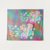 ハンド絵画- 抽象芸術ツリーグループ4 タペストリー (正面(横))