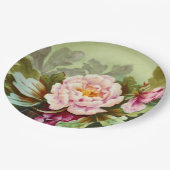 ハンド色彩の鮮やかアンティークスタイル牡丹誕生日パーティー ペーパープレート (アングル)