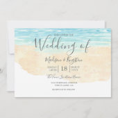 ハンド色彩の鮮やかウォータカラービーチ結婚式招待状 招待状 (正面)
