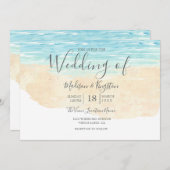 ハンド色彩の鮮やかウォータカラービーチ結婚式招待状 招待状 (正面/裏面)