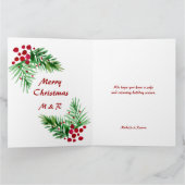 ハンド色彩の鮮やかウォーターカラーパインリース、赤い果実 カード (内部)