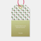 ハンド色彩の鮮やかウォーターカラーパインリース、赤い果実 ギフトタグ (裏面)