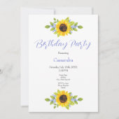 ハンド色彩の鮮やかウォーターカラーヒマワリスワッグ招待状 招待状 (正面)