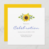 ハンド色彩の鮮やかウォーターカラーヒマワリスワッグ招待状 招待状 (正面/裏面)