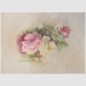 ハンド色彩の鮮やかスタイルヴィンテージピンクとホワイトローズ 薄葉紙 (正面)