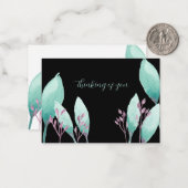 ハンド色彩の鮮やかティール（緑がかった色）アクア水彩植物学カスタム品 ノートカード (正面/裏面インサイチュ)