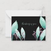 ハンド色彩の鮮やかティール（緑がかった色）アクア水彩植物学カスタム品 ノートカード (正面)