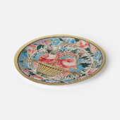 ハンド色彩の鮮やかバラフローラブーケセラミックヴィンテージ ペーパープレート (アングル)