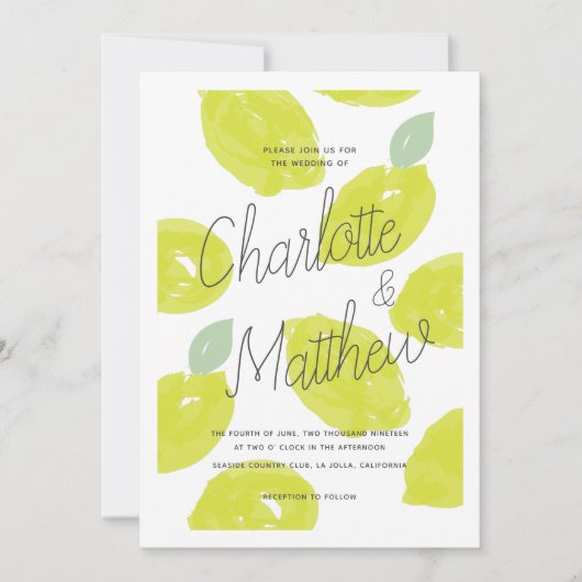 ハンド色彩の鮮やかライムシトラス結婚ズ 招待状 (正面)