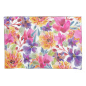 ハンド色彩の鮮やか春水色花模様 枕カバー (正面)