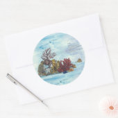 ハンド色彩の鮮やか水中珊瑚礁 ラウンドシール (封筒)