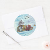 ハンド色彩の鮮やか水中珊瑚礁 ラウンドシール (封筒)