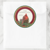 ハンド色彩の鮮やか(鳥)ショウジョウコウカンチョウパインコーンパーソナライズされた名 ラウンドシール (バッグ)