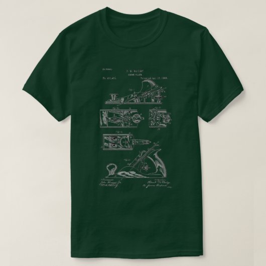 ハンド飛行機特許スケッチ1889年8月16日 Tシャツ (デザイン正面)