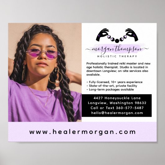 ハンド＆ムーンフェイズマッサージレイキロゴマーケティング ポスター (正面)