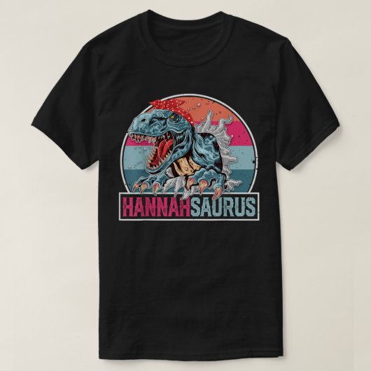 ハンナおもしろいサウパーソナライズされたルス恐竜TレックスNa Tシャツ (デザイン正面)