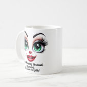 ハンナさん、素敵な目とおもしろい顔 コーヒーマグカップ (正面左)