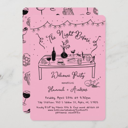 ハンナの歓迎夜の前チワワ 招待状 (正面/裏面)