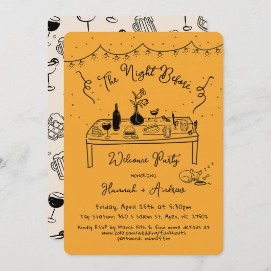 ハンナの歓迎夜の前チワワ 招待状 (正面/裏面)