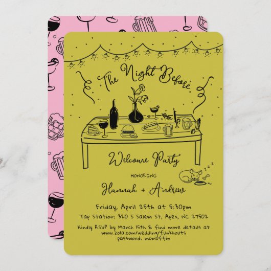 ハンナの歓迎夜の前チワワ 招待状 (正面/裏面)