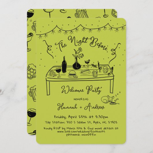 ハンナの歓迎夜の前チワワ 招待状 (正面/裏面)