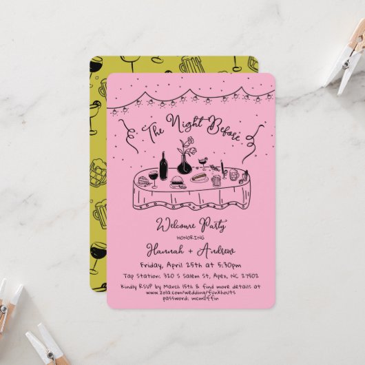 ハンナは前の大歓迎の夜 招待状 (正面/裏面インサイチュ)