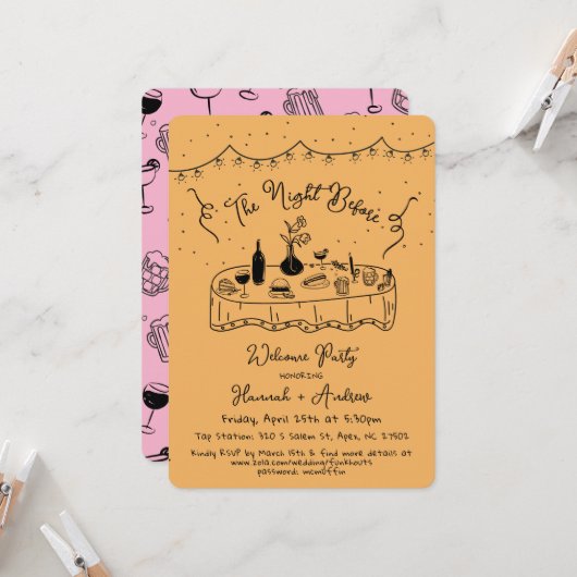 ハンナは前の大歓迎の夜 招待状 (正面/裏面インサイチュ)