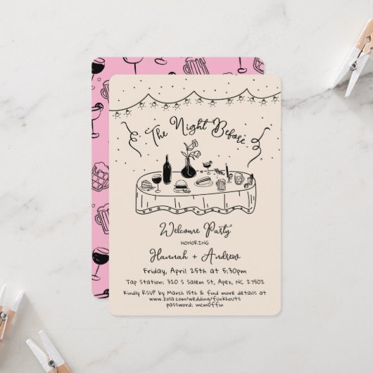 ハンナは前の大歓迎の夜 招待状 (正面/裏面インサイチュ)