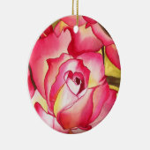 ハンナゴードンピンクのバラの花の水彩画 セラミックオーナメント (右)