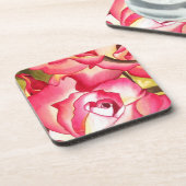 ハンナゴードンピンクローズ水彩画 コースター (左側)