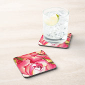 ハンナゴードンピンクローズ水彩画 コースター (右側)