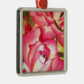 ハンナゴードンピンクローズ水彩画 メタルオーナメント (右)