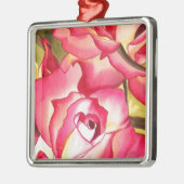 ハンナゴードンピンクローズ水彩画 メタルオーナメント (左)