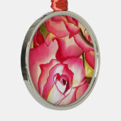 ハンナゴードンピンクローズ水彩画 メタルオーナメント (右)