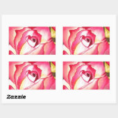 ハンナゴードンピンクローズ水彩画 長方形シール (シート)