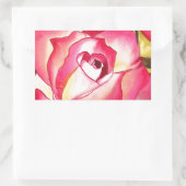 ハンナゴードンピンクローズ水彩画 長方形シール (バッグ)