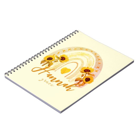 ハンナヘブライ語の意味グレスレインボーヒマワールボホ ノートブック (左側)