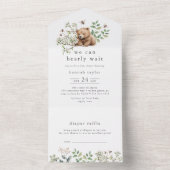 ハンナベアーウッドランドおむつラッフルベビーシャワー オールインワン招待状 (内側)