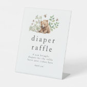 ハンナベアーウッドランドベビーシャワーおむつラッフル 台座サイン (正面)